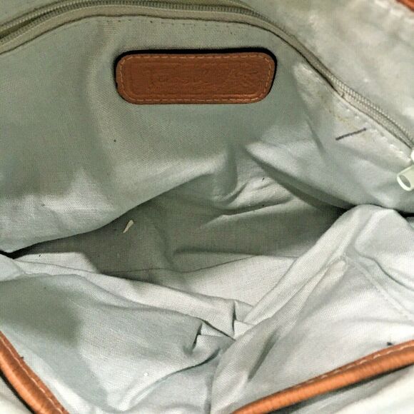 Fossil Canvas Shoulder Bag Purse Tan Leather Key Charm Multi Color Floral Cotton - Picture 4 of 5